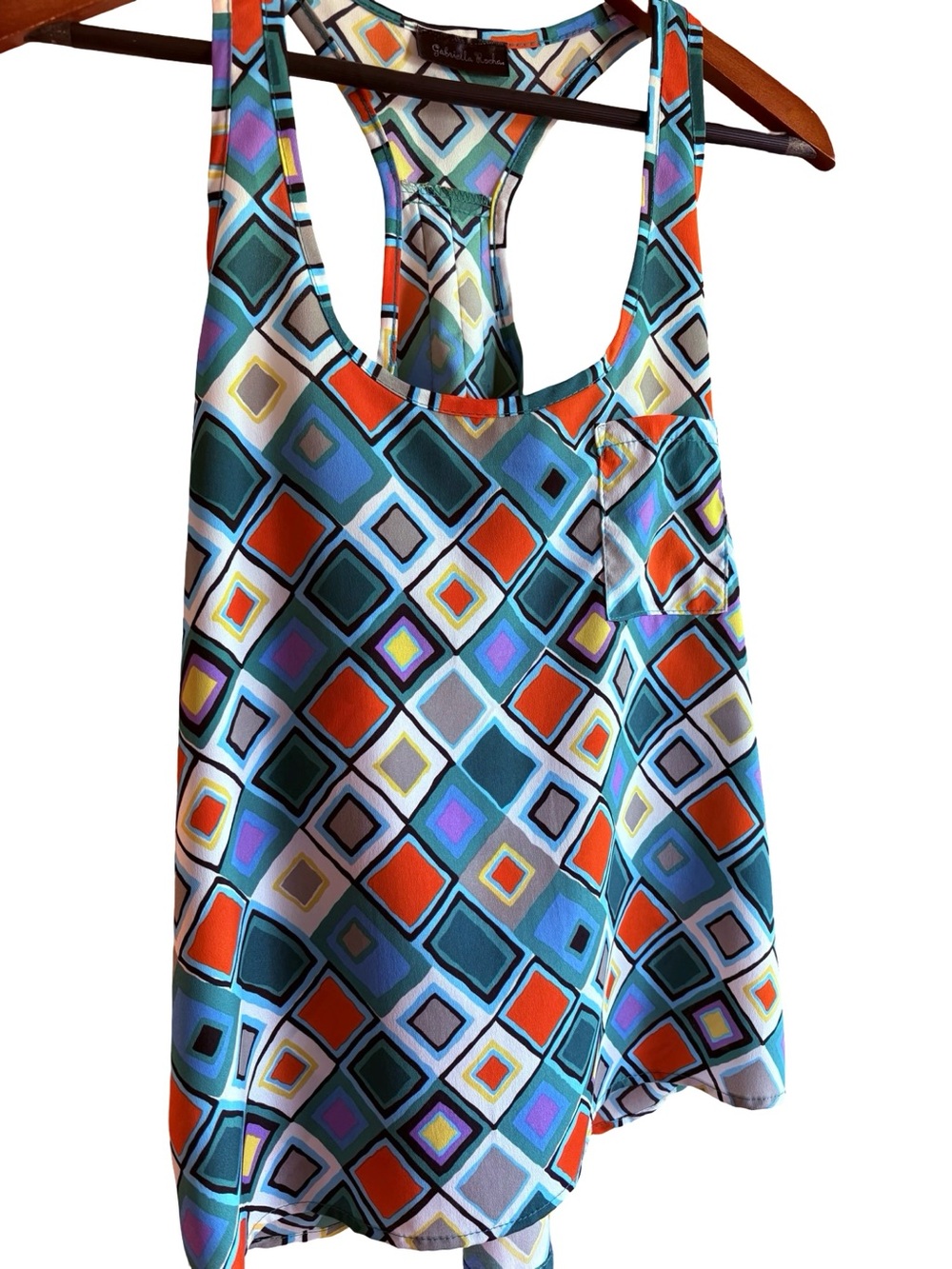 Gabriella Rocha Multi Color Boho Geometric Pocket Tank Top Small - Picture 5 of 16
